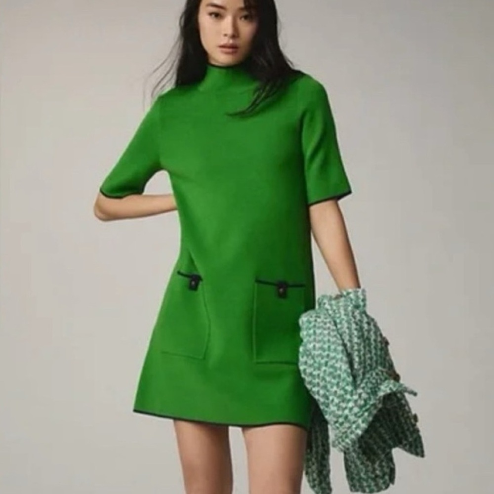 Anthropologie Vibrant Green Mini Dress